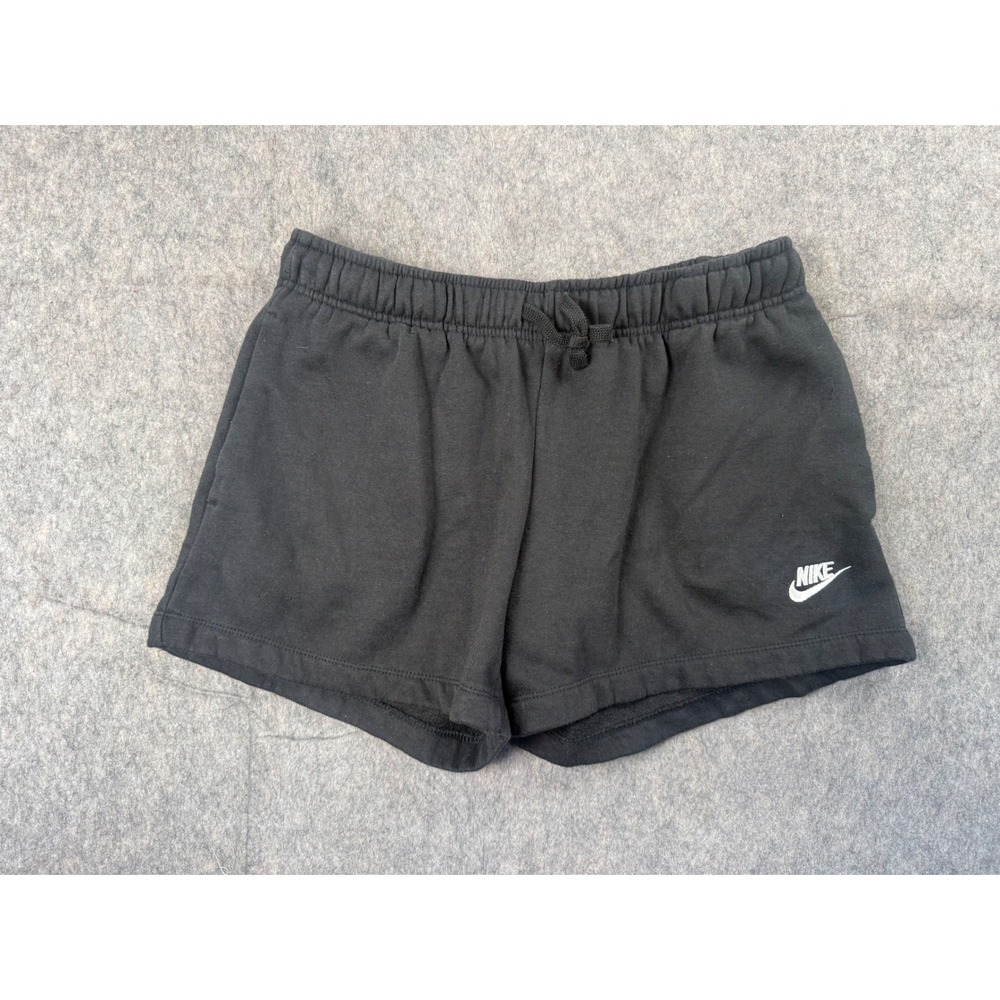 Nike Fleece Shorts Womens Large Black Cotton Athletic Gym Lounge Sporty Classic